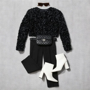 Vintage 80s 90s Cache Black Ruffled Sequin Breaded Cropped Bolero Jacket